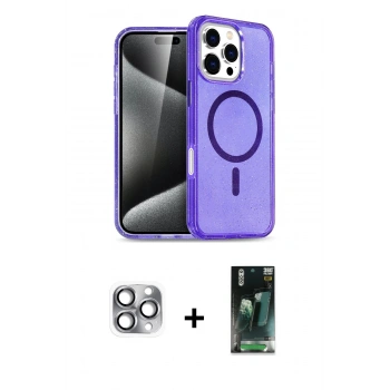 MARSİLYAN™- iPhone 16 Pro Max Kılıf Nova Asil Prime - Siyah 360 Mat Full Body Arka Koruyucu + Pers Alüminyum Kamera Lens - GI