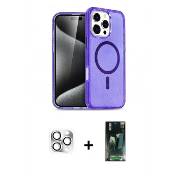 MARSİLYAN™- iPhone 16 Pro Max Kılıf Nova Asil Prime - Siyah 360 Mat Full Body Arka Koruyucu + Pers Alüminyum Kamera Lens - GS