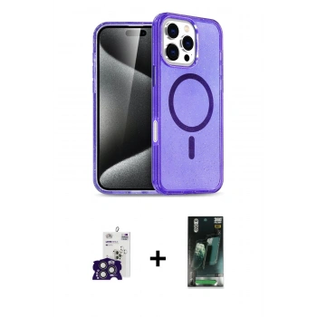MARSİLYAN™- iPhone 16 Pro Max Kılıf Nova Asil Prime - Siyah 360 Mat Full Body Arka Koruyucu + Bilvis Titan Kamera Lens - TMGI