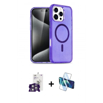 MARSİLYAN™- iPhone 16 Pro Max Kılıf Nova Asil Prime - Siyah 3D Antistatik Cam Ekran Koruyucu + Bilvis Titan Kamera Lens - GS