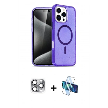 MARSİLYAN™- iPhone 16 Pro Max Kılıf Nova Asil Prime - Siyah 3D Antistatik Cam Ekran Koruyucu + Pers Alüminyum Kamera Lens - GI