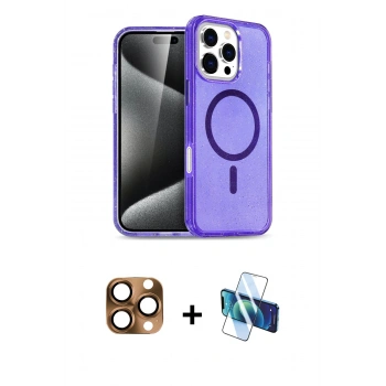 MARSİLYAN™- iPhone 16 Pro Max Kılıf Nova Asil Prime - Siyah 3D Antistatik Cam Ekran Koruyucu + Pers Alüminyum Kamera Lens - CLTM