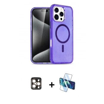 MARSİLYAN™- iPhone 16 Pro Max Kılıf Nova Asil Prime - Siyah 3D Antistatik Cam Ekran Koruyucu + PVD Metal Kamera Lens - GD