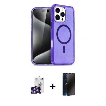 MARSİLYAN™- iPhone 16 Pro Max Kılıf Nova Asil Prime - Siyah 3D Antistatik Hayalet Cam Ekran Koruyucu + Bilvis Titan Kamera Lens - TMGI