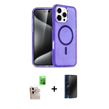 MARSİLYAN™- iPhone 16 Pro Max Kılıf Nova Asil Prime - Siyah 3D Antistatik Hayalet Cam Ekran Koruyucu + Raze Metal Kamera Lens - NLGY