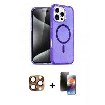 MARSİLYAN™- iPhone 16 Pro Max Kılıf Nova Asil Prime - Siyah 3D Antistatik Mat Seramik Nano Ekran Koruyucu + Pers Alüminyum Kamera Lens - CLTM