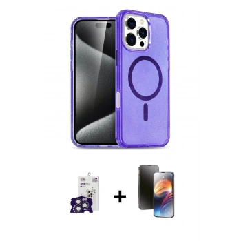 MARSİLYAN™- iPhone 16 Pro Max Kılıf Nova Asil Prime - Siyah 3D Antistatik Mat Seramik Nano Ekran Koruyucu + Bilvis Titan Kamera Lens - TMGI