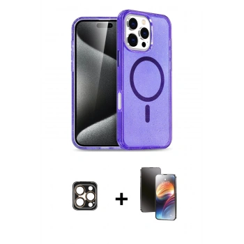 MARSİLYAN™- iPhone 16 Pro Max Kılıf Nova Asil Prime - Siyah 3D Antistatik Mat Seramik Nano Ekran Koruyucu + PVD Metal Kamera Lens - GD