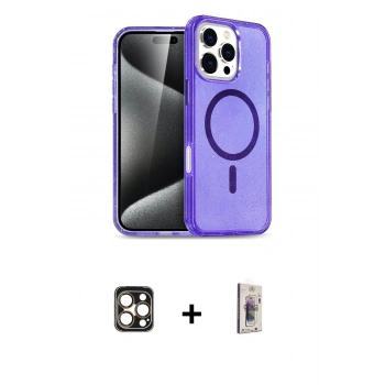 MARSİLYAN™- iPhone 16 Pro Max Kılıf Nova Asil Prime - Siyah Bilvis 3D Cam Ekran Koruyucu + PVD Metal Kamera Lens - GD