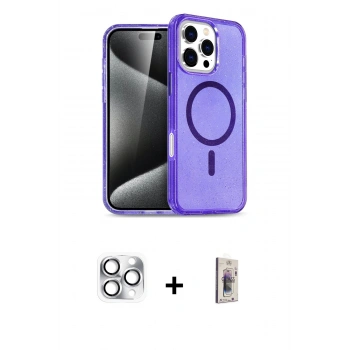 MARSİLYAN™- iPhone 16 Pro Max Kılıf Nova Asil Prime - Siyah Bilvis 3D Cam Ekran Koruyucu + Pers Alüminyum Kamera Lens - GS