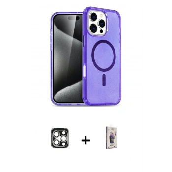 MARSİLYAN™- iPhone 16 Pro Max Kılıf Nova Asil Prime - Siyah Bilvis 3D Cam Ekran Koruyucu + PVD Metal Kamera Lens - GS