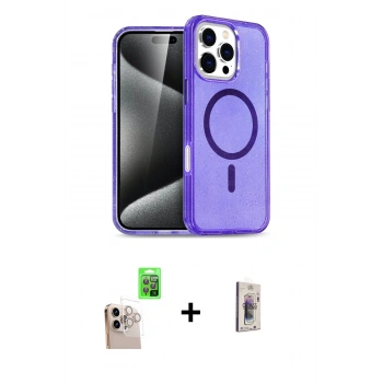 MARSİLYAN™- iPhone 16 Pro Max Kılıf Nova Asil Prime - Siyah Bilvis 3D Cam Ekran Koruyucu + Raze Metal Kamera Lens - NLGY