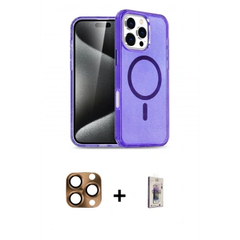 MARSİLYAN™- iPhone 16 Pro Max Kılıf Nova Asil Prime - Siyah Bilvis 3D Cam Ekran Koruyucu + Pers Alüminyum Kamera Lens - CLTM
