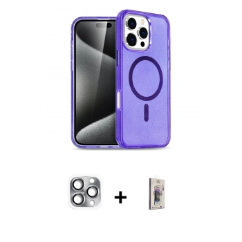MARSİLYAN™- iPhone 16 Pro Max Kılıf Nova Asil Prime - Siyah Bilvis 3D Cam Ekran Koruyucu + Pers Alüminyum Kamera Lens - GI