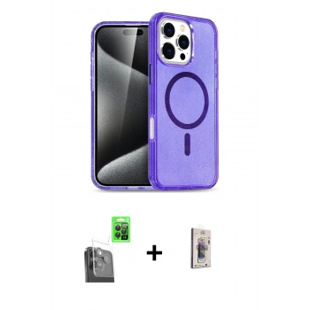 MARSİLYAN™- iPhone 16 Pro Max Kılıf Nova Asil Prime - Siyah Bilvis 3D Cam Ekran Koruyucu + Raze Metal Kamera Lens - SH