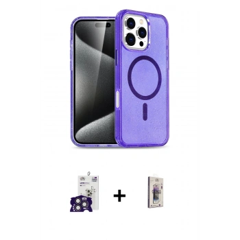 MARSİLYAN™- iPhone 16 Pro Max Kılıf Nova Asil Prime - Siyah Bilvis 3D Cam Ekran Koruyucu + Bilvis Titan Kamera Lens - TMGI
