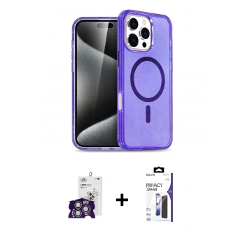 MARSİLYAN™- iPhone 16 Pro Max Kılıf Nova Asil Prime - Siyah Bilvis 3X AR Hayalet Cam Ekran Koruyucu + Bilvis Titan Kamera Lens - GS