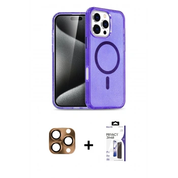 MARSİLYAN™- iPhone 16 Pro Max Kılıf Nova Asil Prime - Siyah Bilvis 3X AR Hayalet Cam Ekran Koruyucu + Pers Alüminyum Kamera Lens - CLTM