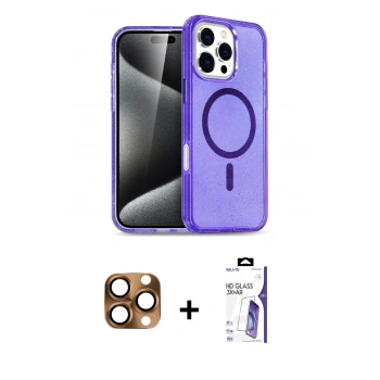 MARSİLYAN™- iPhone 16 Pro Max Kılıf Nova Asil Prime - Siyah Bilvis 3X AR HD Cam Ekran Koruyucu + Pers Alüminyum Kamera Lens - CLTM