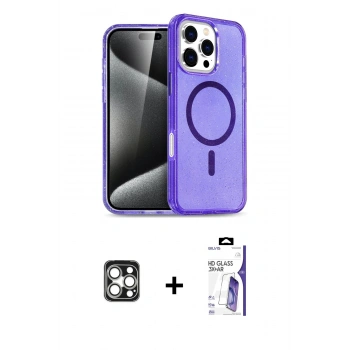 MARSİLYAN™- iPhone 16 Pro Max Kılıf Nova Asil Prime - Siyah Bilvis 3X AR HD Cam Ekran Koruyucu + PVD Metal Kamera Lens - GS