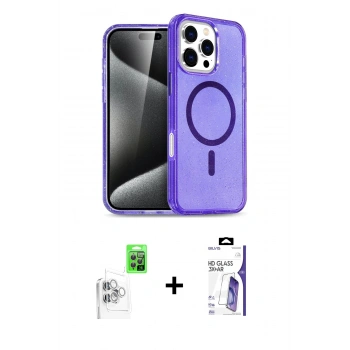 MARSİLYAN™- iPhone 16 Pro Max Kılıf Nova Asil Prime - Siyah Bilvis 3X AR HD Cam Ekran Koruyucu + Raze Metal Kamera Lens - BZ