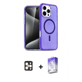 MARSİLYAN™- iPhone 16 Pro Max Kılıf Nova Asil Prime - Siyah Bilvis 5in1 3D Magic Cam Ekran Koruyucu + PVD Metal Kamera Lens - GD