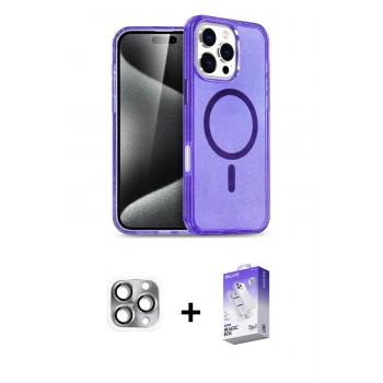 MARSİLYAN™- iPhone 16 Pro Max Kılıf Nova Asil Prime - Siyah Bilvis 5in1 3D Magic Cam Ekran Koruyucu + Pers Alüminyum Kamera Lens - GI