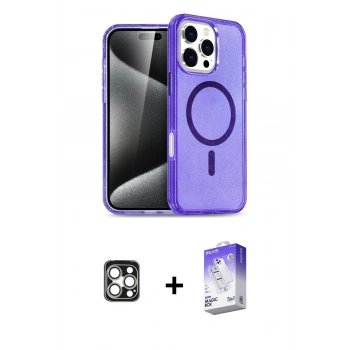 MARSİLYAN™- iPhone 16 Pro Max Kılıf Nova Asil Prime - Siyah Bilvis 5in1 3D Magic Cam Ekran Koruyucu + PVD Metal Kamera Lens - GS