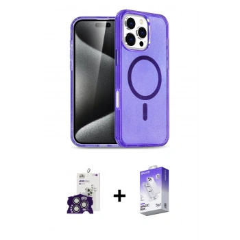 MARSİLYAN™- iPhone 16 Pro Max Kılıf Nova Asil Prime - Siyah Bilvis 5in1 3D Magic Cam Ekran Koruyucu + Bilvis Titan Kamera Lens - GS