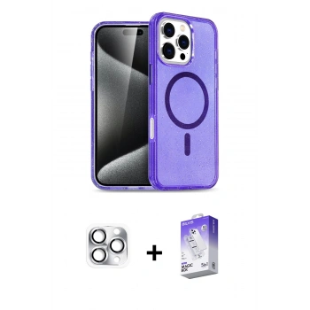 MARSİLYAN™- iPhone 16 Pro Max Kılıf Nova Asil Prime - Siyah Bilvis 5in1 3D Magic Cam Ekran Koruyucu + Pers Alüminyum Kamera Lens - GS