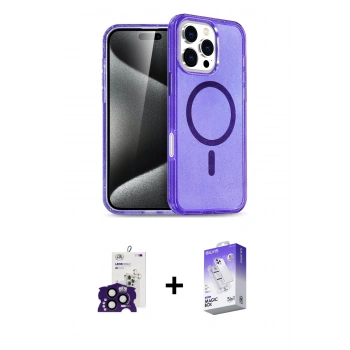 MARSİLYAN™- iPhone 16 Pro Max Kılıf Nova Asil Prime - Siyah Bilvis 5in1 3D Magic Cam Ekran Koruyucu + Bilvis Titan Kamera Lens - SH