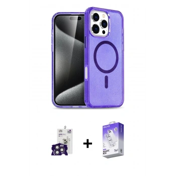 MARSİLYAN™- iPhone 16 Pro Max Kılıf Nova Asil Prime - Siyah Bilvis 5in1 3D Magic Cam Ekran Koruyucu + Bilvis Titan Kamera Lens - TMGI
