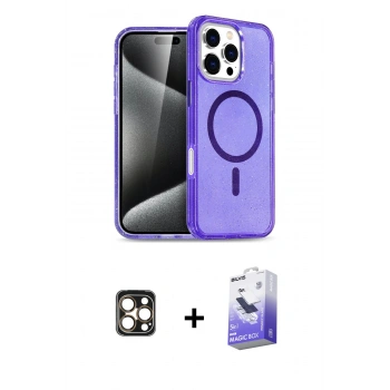MARSİLYAN™- iPhone 16 Pro Max Kılıf Nova Asil Prime - Siyah Bilvis 5in1 5D Magic Hayalet Cam Ekran Koruyucu + PVD Metal Kamera Lens - GD