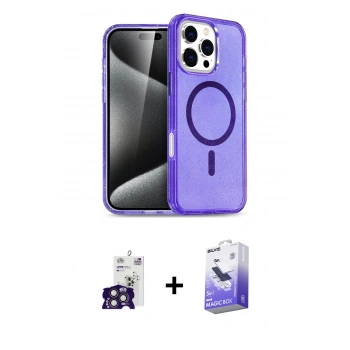 MARSİLYAN™- iPhone 16 Pro Max Kılıf Nova Asil Prime - Siyah Bilvis 5in1 5D Magic Hayalet Cam Ekran Koruyucu + Bilvis Titan Kamera Lens - TMGI