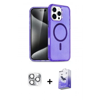 MARSİLYAN™- iPhone 16 Pro Max Kılıf Nova Asil Prime - Siyah Bilvis 5in1 5D Magic Hayalet Cam Ekran Koruyucu + Pers Alüminyum Kamera Lens - GS