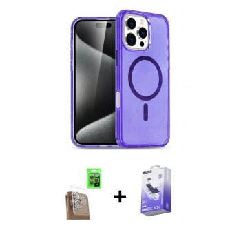 MARSİLYAN™- iPhone 16 Pro Max Kılıf Nova Asil Prime - Siyah Bilvis 5in1 5D Magic Hayalet Cam Ekran Koruyucu + Raze Metal Kamera Lens - CLTM