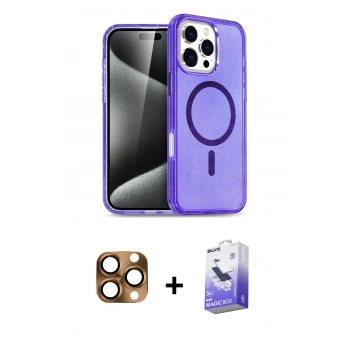 MARSİLYAN™- iPhone 16 Pro Max Kılıf Nova Asil Prime - Siyah Bilvis 5in1 5D Magic Hayalet Cam Ekran Koruyucu + Pers Alüminyum Kamera Lens - CLTM