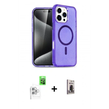 MARSİLYAN™- iPhone 16 Pro Max Kılıf Nova Asil Prime - Siyah Bilvis Hayalet Cam Ekran Koruyucu + Raze Metal Kamera Lens - BZ