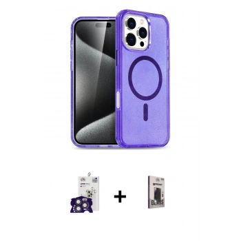 MARSİLYAN™- iPhone 16 Pro Max Kılıf Nova Asil Prime - Siyah Bilvis Hayalet Cam Ekran Koruyucu + Bilvis Titan Kamera Lens - TMGI