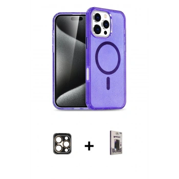 MARSİLYAN™- iPhone 16 Pro Max Kılıf Nova Asil Prime - Siyah Bilvis Hayalet Cam Ekran Koruyucu + PVD Metal Kamera Lens - GD