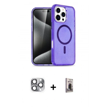 MARSİLYAN™- iPhone 16 Pro Max Kılıf Nova Asil Prime - Siyah Bilvis Hayalet Cam Ekran Koruyucu + Pers Alüminyum Kamera Lens - GI