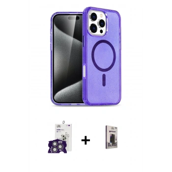 MARSİLYAN™- iPhone 16 Pro Max Kılıf Nova Asil Prime - Siyah Bilvis Hayalet Cam Ekran Koruyucu + Bilvis Titan Kamera Lens - GS