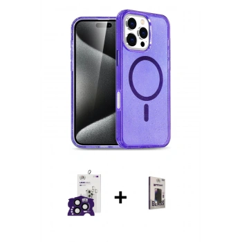 MARSİLYAN™- iPhone 16 Pro Max Kılıf Nova Asil Prime - Siyah Bilvis Hayalet Cam Ekran Koruyucu + Bilvis Titan Kamera Lens - SH