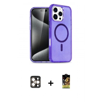 MARSİLYAN™- iPhone 16 Pro Max Kılıf Nova Asil Prime - Siyah Buffer Cam Ekran Koruyucu + PVD Metal Kamera Lens - GD