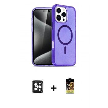 MARSİLYAN™- iPhone 16 Pro Max Kılıf Nova Asil Prime - Siyah Buffer Cam Ekran Koruyucu + PVD Metal Kamera Lens - SH
