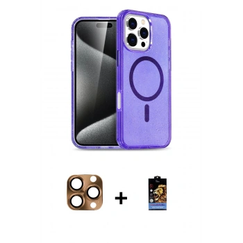 MARSİLYAN™- iPhone 16 Pro Max Kılıf Nova Asil Prime - Siyah Buffer Hayalet Cam Ekran Koruyucu + Pers Alüminyum Kamera Lens - CLTM