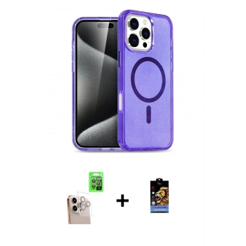 MARSİLYAN™- iPhone 16 Pro Max Kılıf Nova Asil Prime - Siyah Buffer Hayalet Cam Ekran Koruyucu + Raze Metal Kamera Lens - NLGY