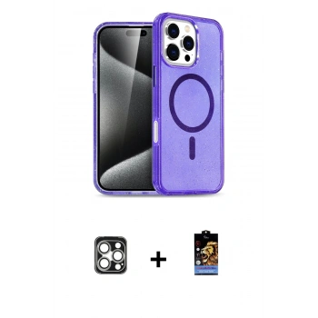 MARSİLYAN™- iPhone 16 Pro Max Kılıf Nova Asil Prime - Siyah Buffer Hayalet Cam Ekran Koruyucu + PVD Metal Kamera Lens - GS