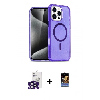 MARSİLYAN™- iPhone 16 Pro Max Kılıf Nova Asil Prime - Siyah Buffer Hayalet Cam Ekran Koruyucu + Bilvis Titan Kamera Lens - SH