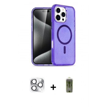 MARSİLYAN™- iPhone 16 Pro Max Kılıf Nova Asil Prime - Siyah Joko Magic 5D Hayalet Cam + Pers Alüminyum Kamera Lens - GS